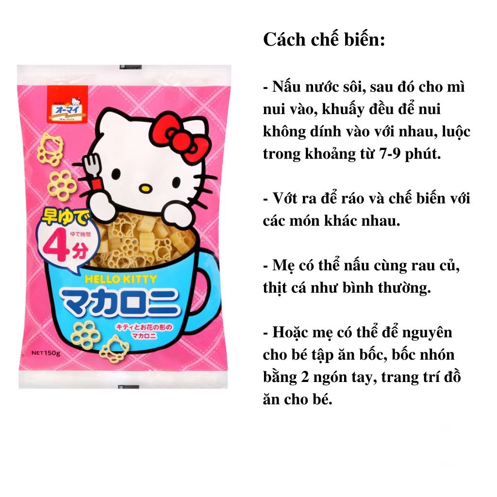Nui Hello Kitty Nhật Bản 150gram Cho Bé Ăn Dặm