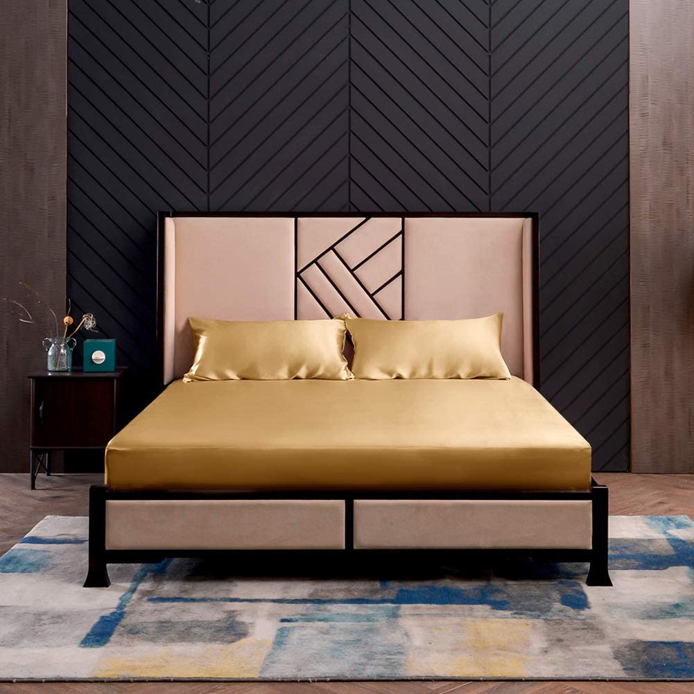 BỘ GA GIƯỜNG DRAP GỐI PHI LỤA MÀU VÀNH CHANH CAO CẤP LAN BEDDING