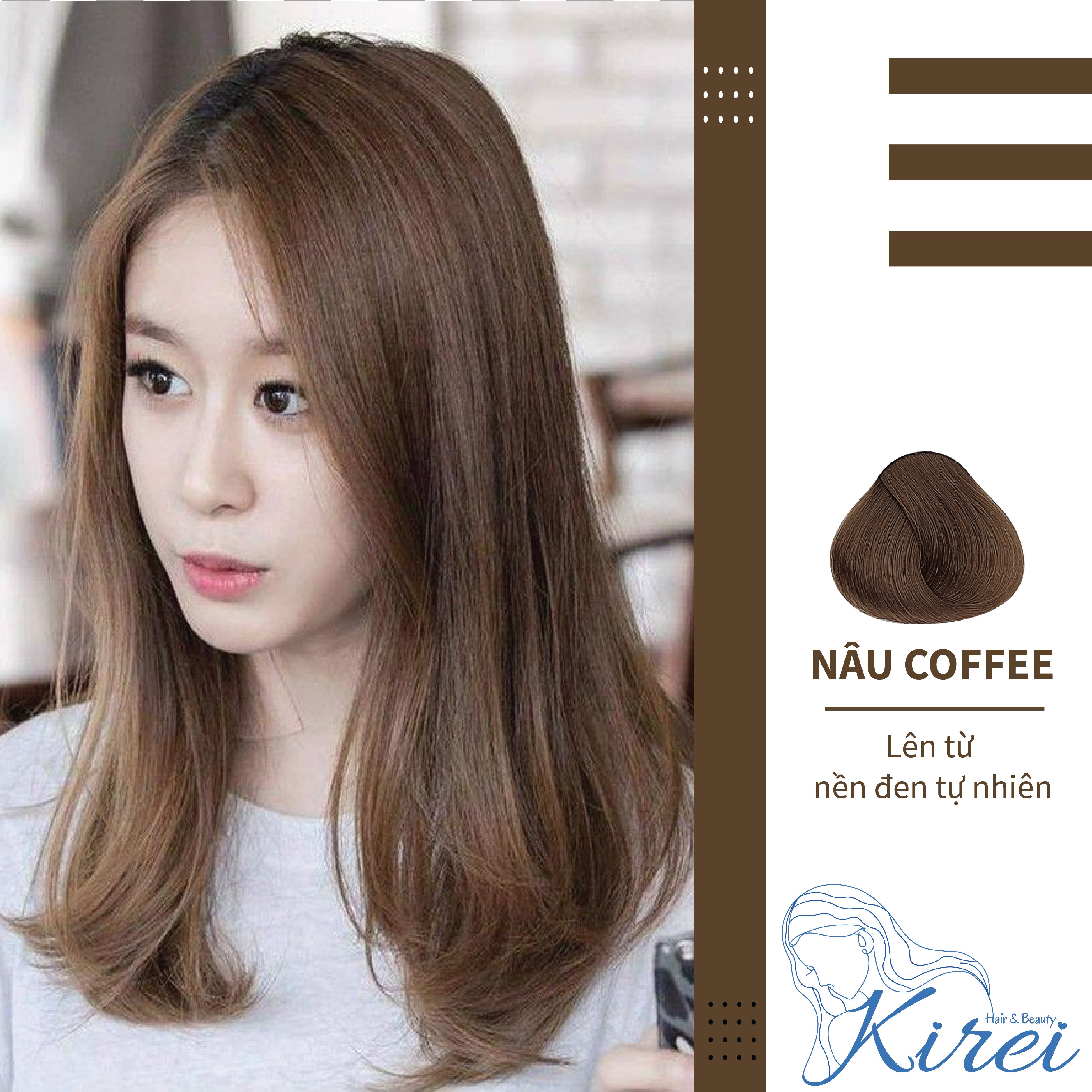 Thuốc nhuộm tóc màu nâu coffee không tẩy kireihair, kirei hair, kireihair
