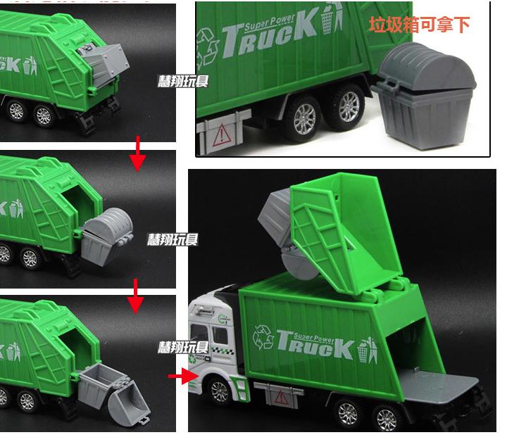 Xe ô tô chở rác mini đồ chơi trẻ em mô hình tỉ lệ 1:48 /1:38 bằng hợp kim và nhựa