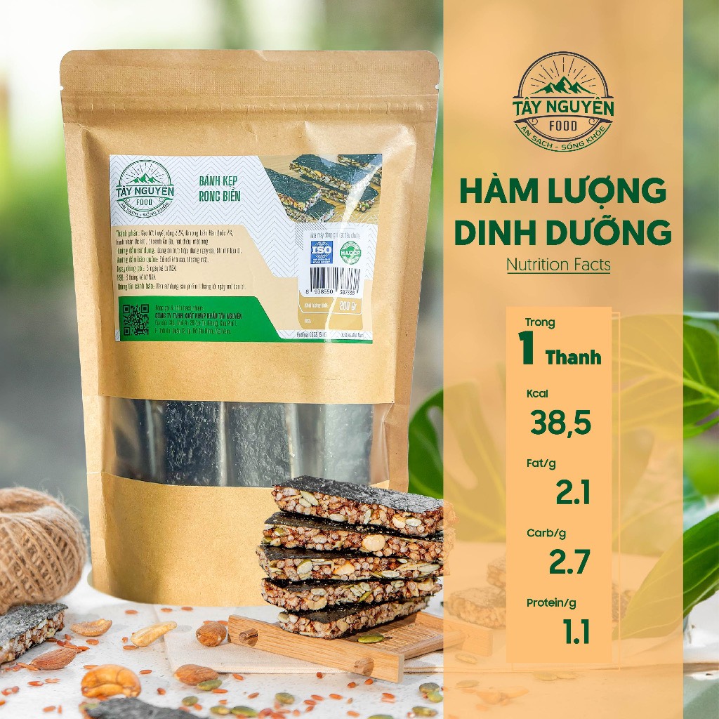 Bánh kẹp rong biển không đường Tây Nguyên Food - Việt Nam bịch 200g