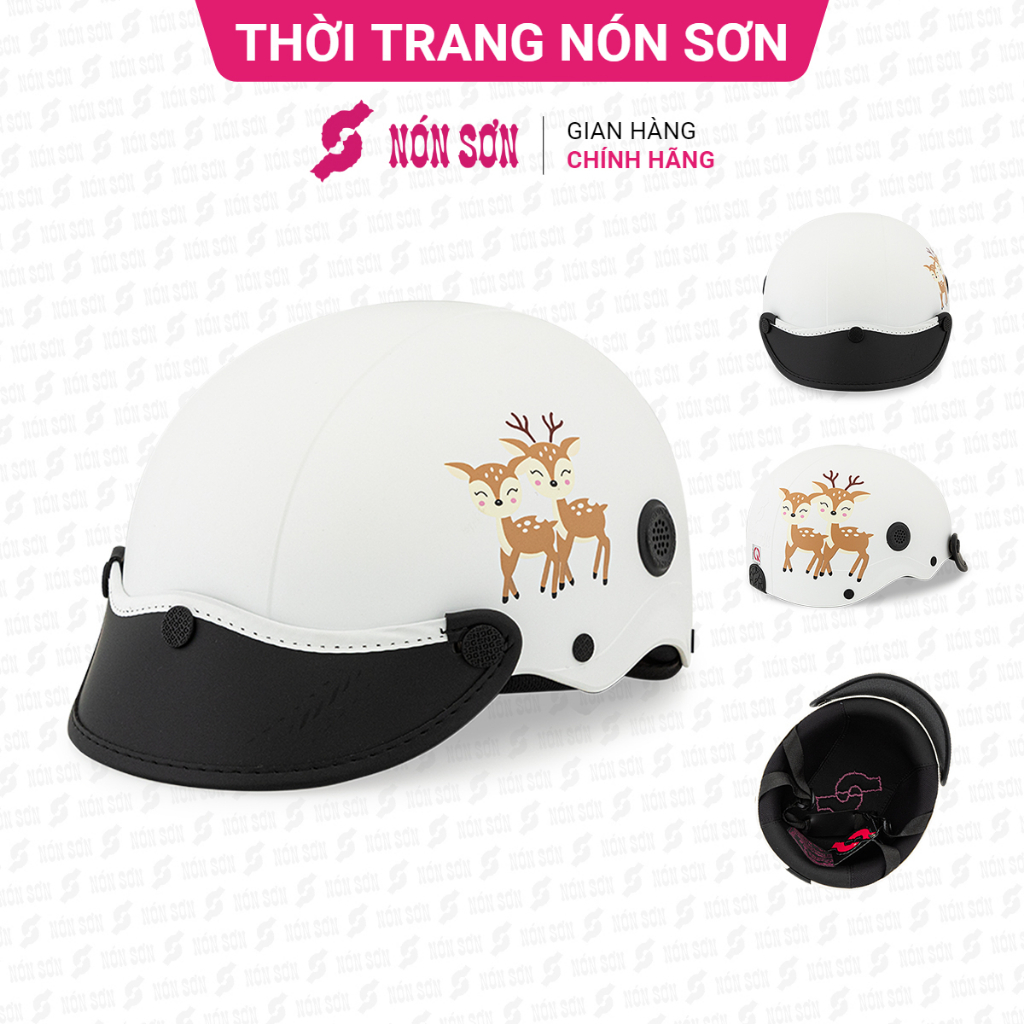 Mũ bảo hiểm nửa đầu trẻ em hoa văn nón sơn chính hãng dc-002.113