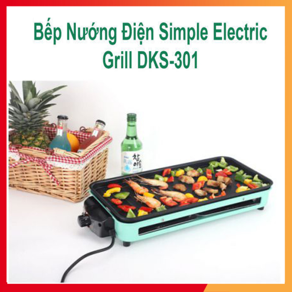 Giá bán Bếp Nướng Điện Không Khói Hàn Quốc Electric Grill DKS 301 Có vỉ và khay nướng - Dễ sử dụng , lau chùi - An toàn - Vỉ nướng chất liệu thép không gỉ, bền đẹp