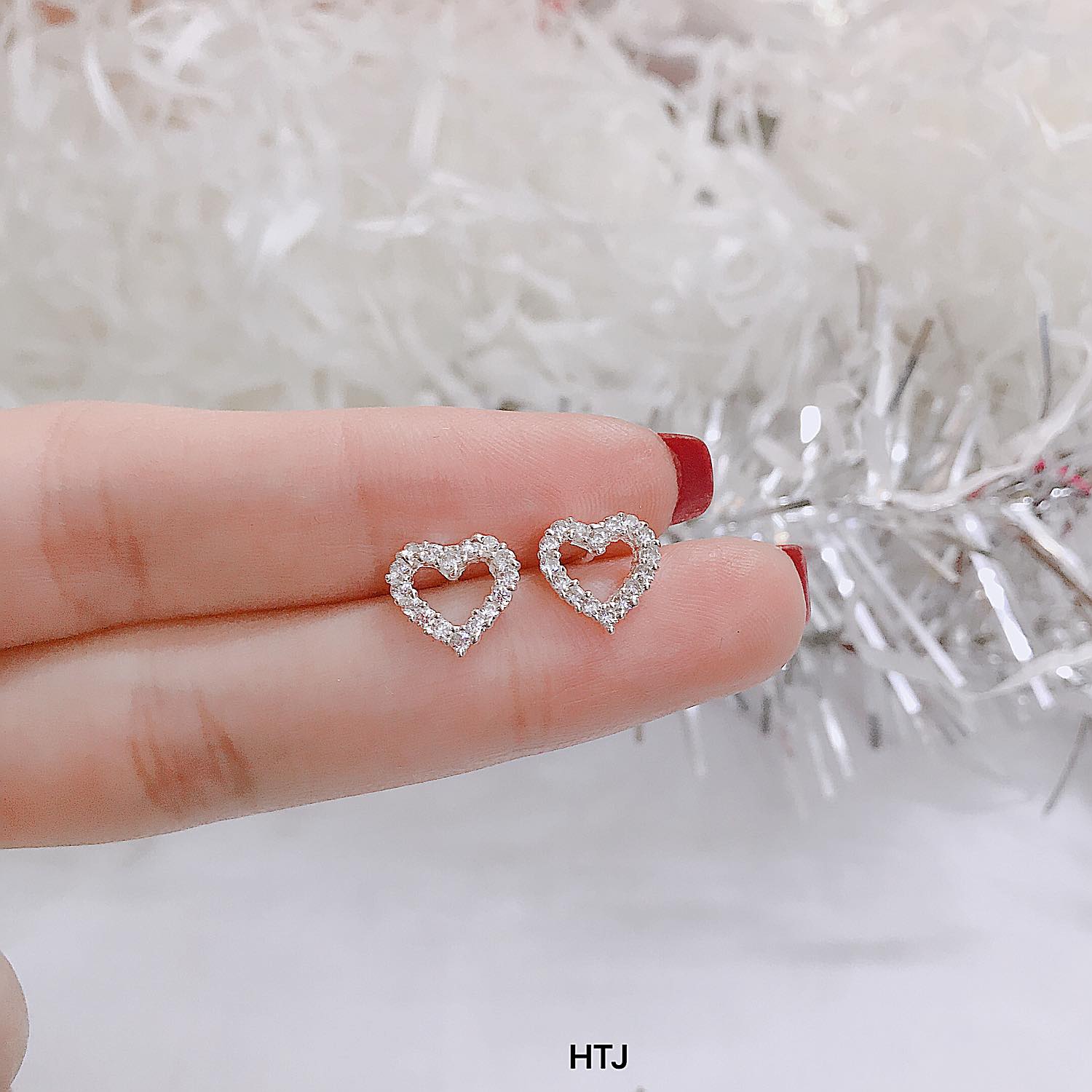 Bông tai bạc ta hình trái tim MS55d