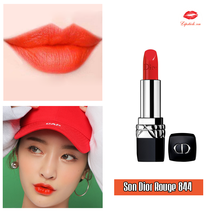 Son Dior Rouge số 844 màu Đỏ Cam tươi tắn