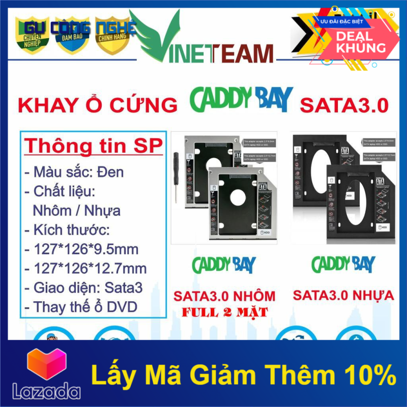 Bảng giá Khay Ổ Cứng Caddy Bay Hdd Ssd Sata 3 9.5Mm/12.7Mm - Giải Pháp Lắp Ổ Cứng Thứ 2 Cho Laptop Phong Vũ