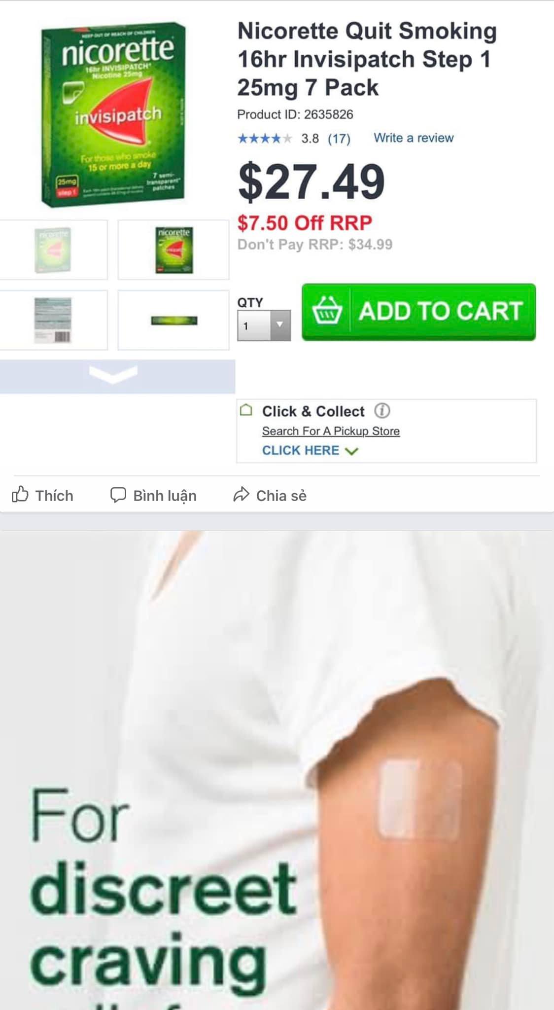Miếng dán Nicorette Invisipatch 25mg Step 1 - hộp 7 miếng