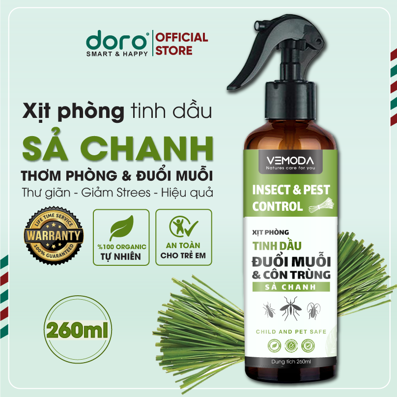 Xịt phòng tinh dầu sả chanh VEMODA 260ml