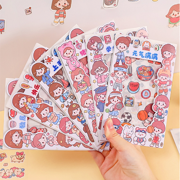 Set 4 tấm sticker hình dán cô gái dễ thương cute