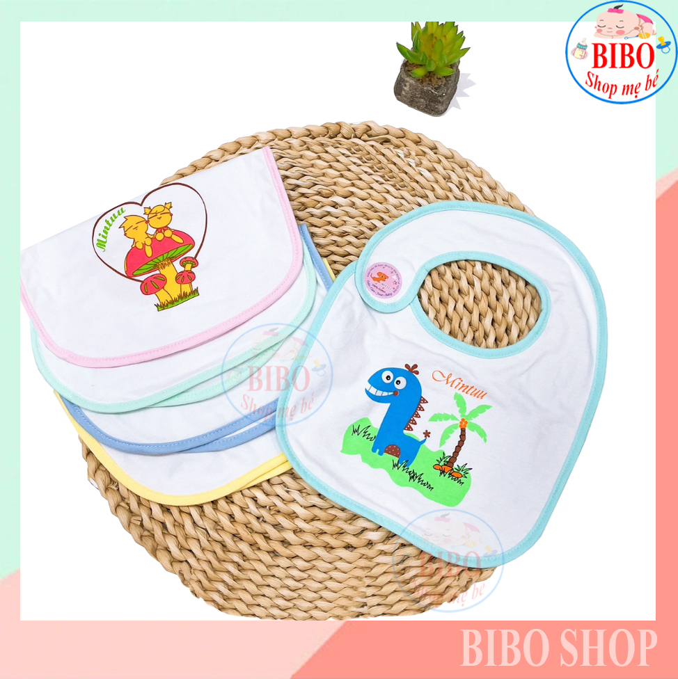 Yếm dãi chất vải cotton 2 lớp mềm mại cho bé, Yếm Dán bên vai_mintu