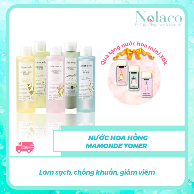 Nước hoa hồng Mamonde Toner + Tặng kèm nước hoa khô mini 30k + Làm sạch, chống khuẩn, giảm viêm + Nước hoa hồng cho da dầu, Nhật Bản + NOLACO giá rẻ