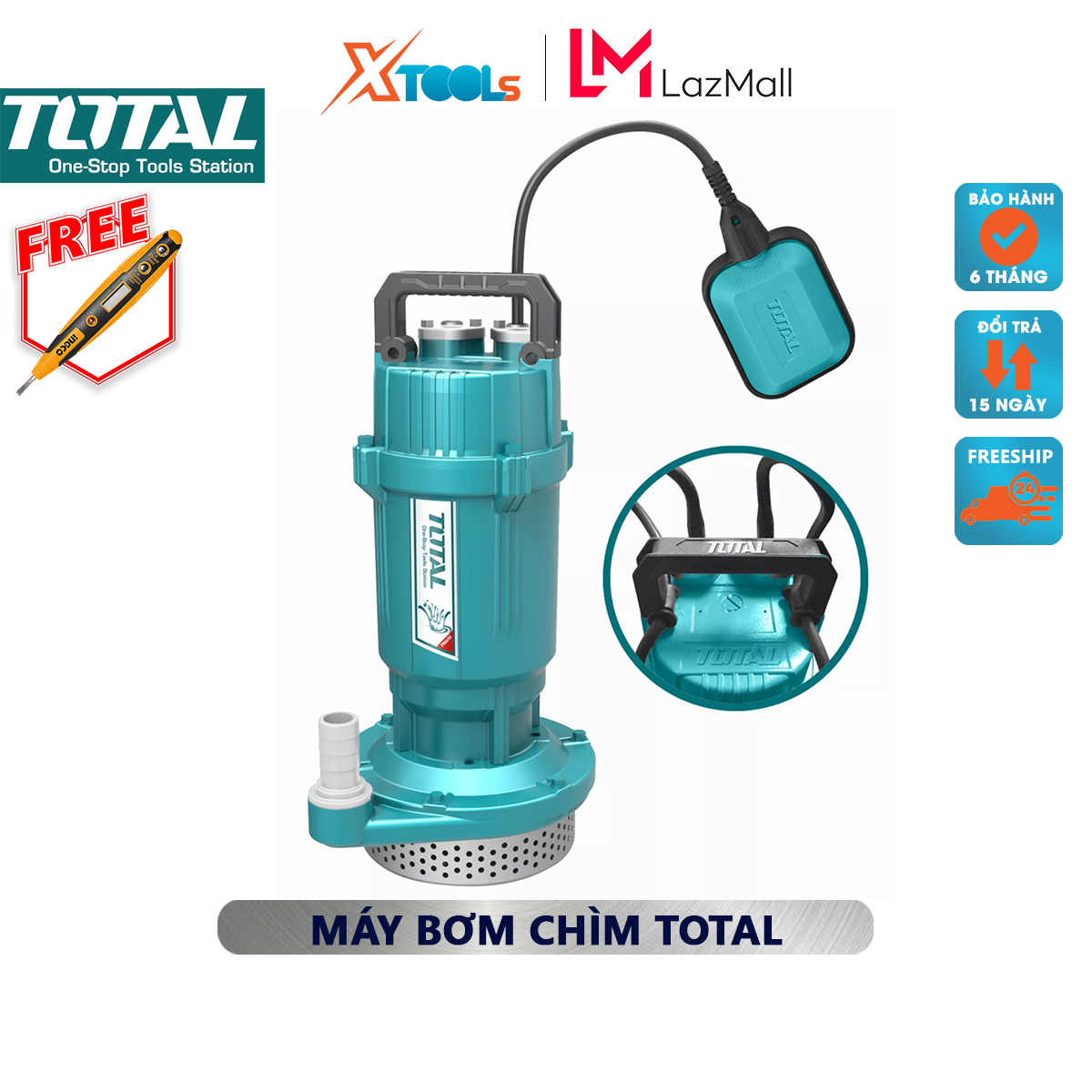Submersible pump clean water total pump drop submersible automatic 220V 370W (0.5hp)-750W (1.0hp), maximum pumping height 17m-32m, handle stainless steel vacuum water drain, domestic sewage [XTools mall]