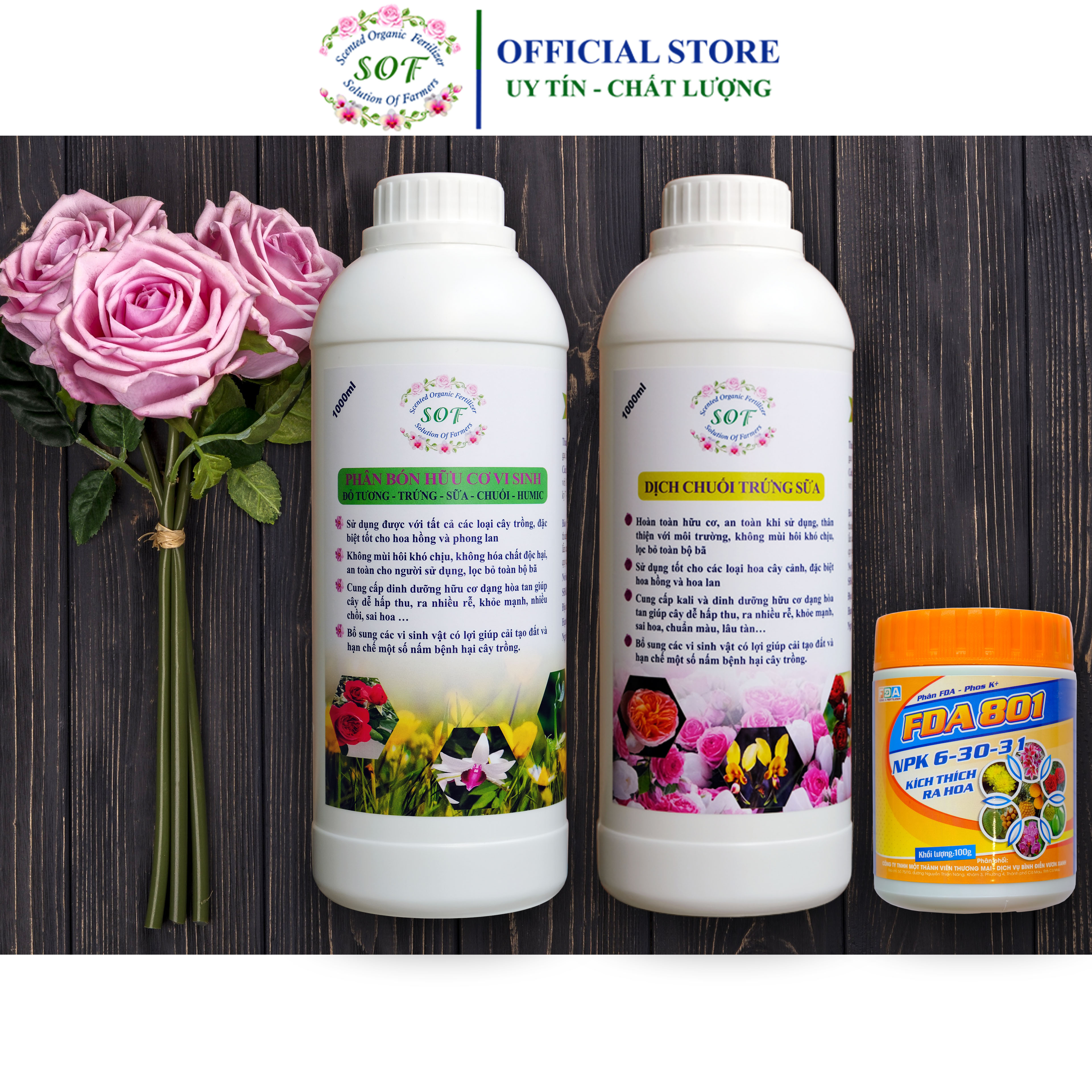 Combo bộ phân bón hoa hồng SOF