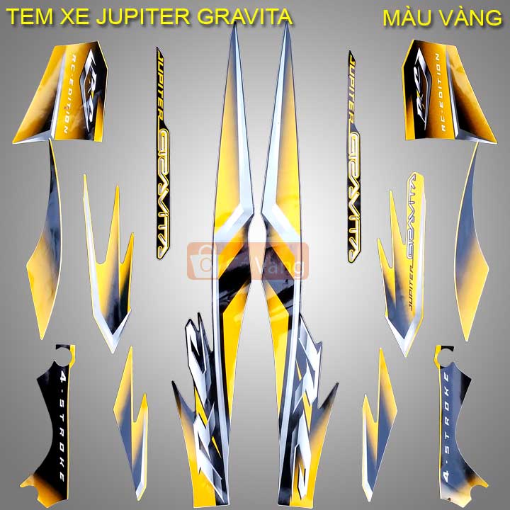 Tem xe máy Yamaha Jupiter Gravita LOẠI 3 LỚP, tem lây bay màu - MÀU VÀNG