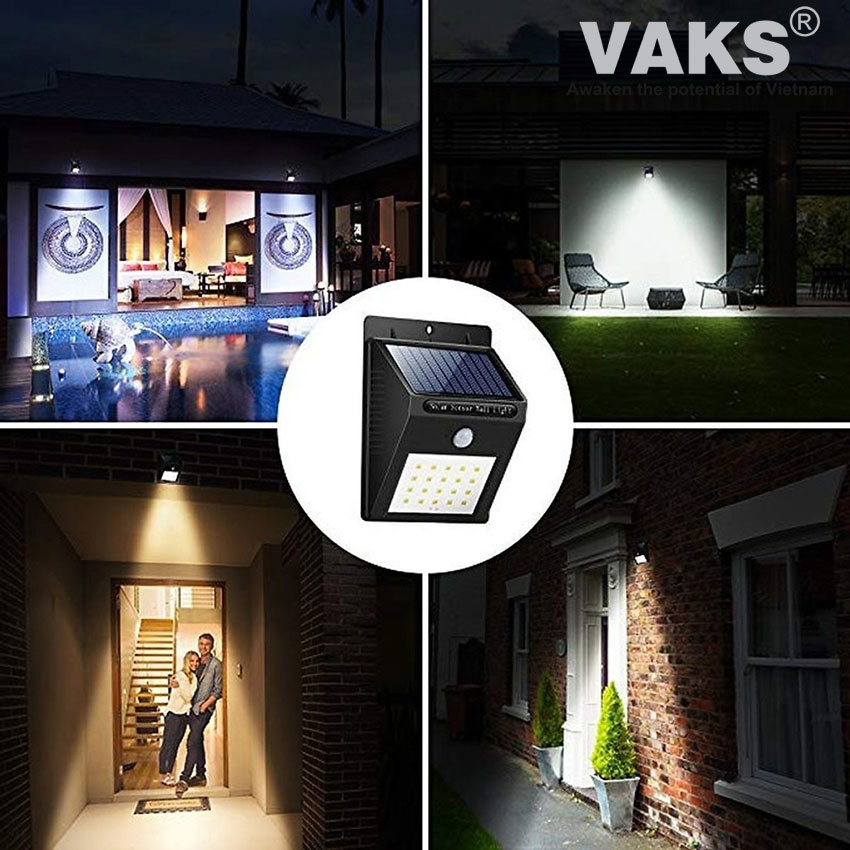 [HCM]ĐÈN LED CẢM ỨNG NĂNG LƯỢNG MẶT TRỜI 20 LED.
