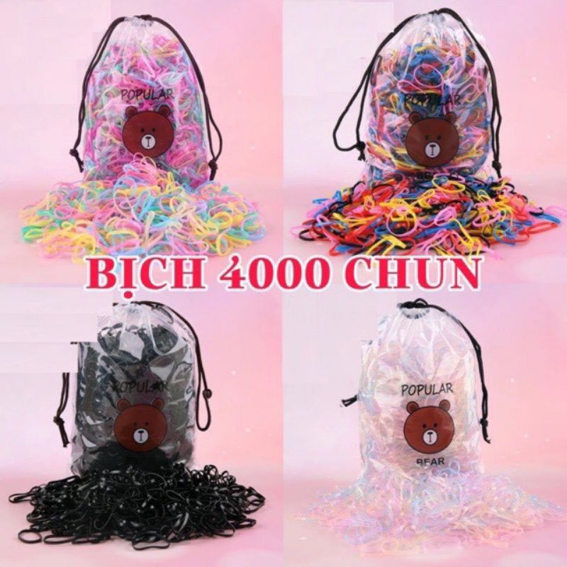 Túi 4000 chun buộc tóc nhiều màu cho bé