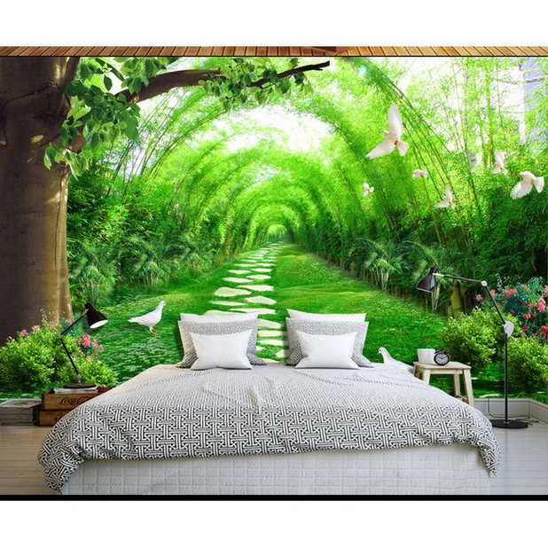 Tranh dán tường 3D con đường xanh BINBIN H79
