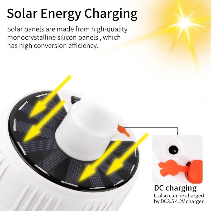 Bóng Đèn Tích Điện 200W Bóng Đèn Năng Lượng Mặt Trời 24 LED 4 Chế Độ Sử Dụng Cho Đi Du Lịch Qua Đêm Hàng Chính Hãng Cao Câp - Bảo Hành Toàn Quốc 1 Đổi 1 Bởi Nhà Bán Hàng Mega big 5.0
