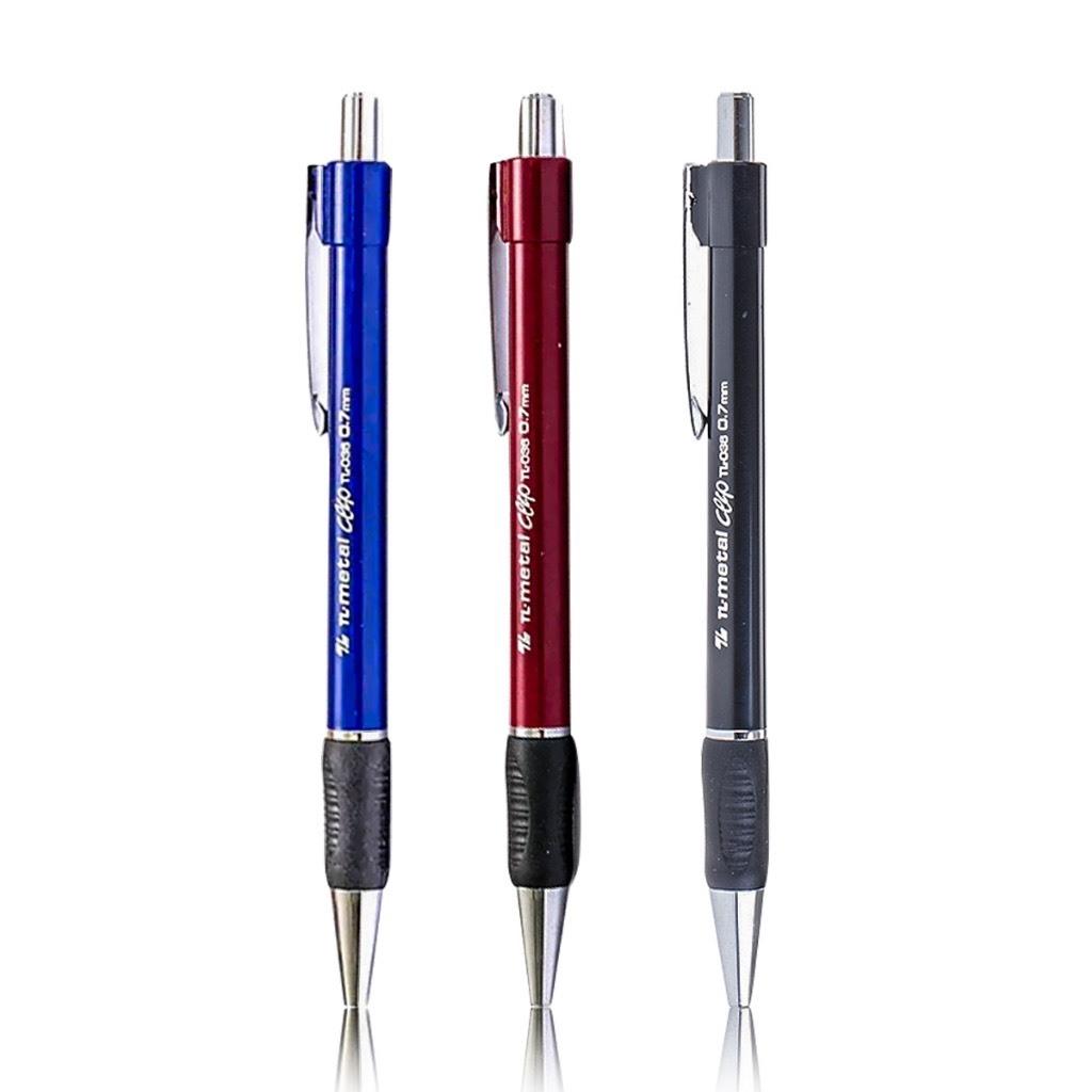 Combo 5/10/20 bút bi thiên long tl-036 ngòi 0.7mm mực xanh/đỏ/đen giắt kim loại mạ crom, đệm cầm tay cao su êm