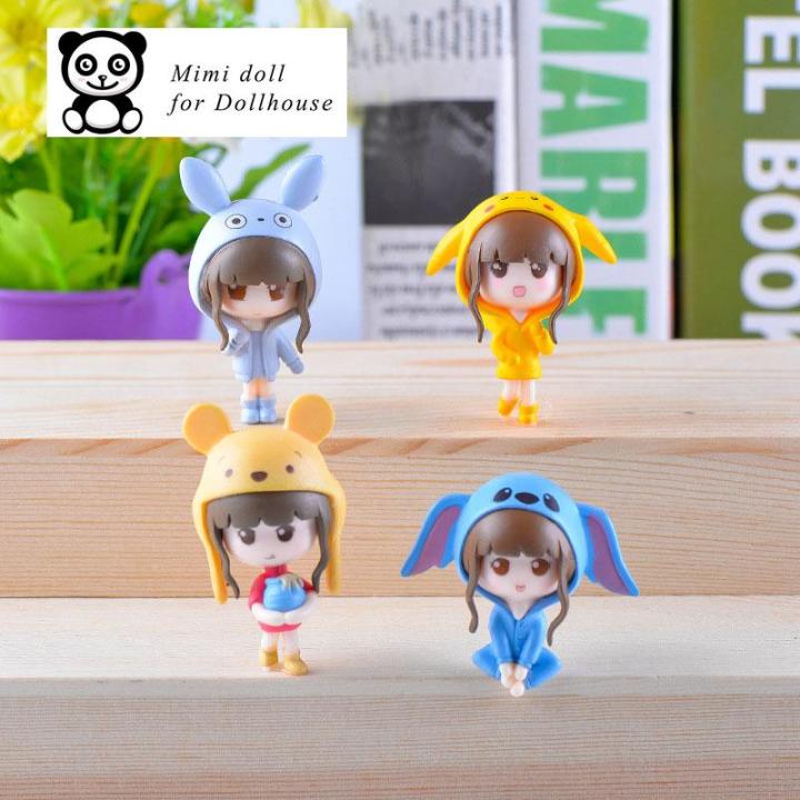 02 Búp bê mũ tai thỏ minidoll ,trang trí nhà búp bê, tiểu cảnh, phụ kiện nhà búp bê