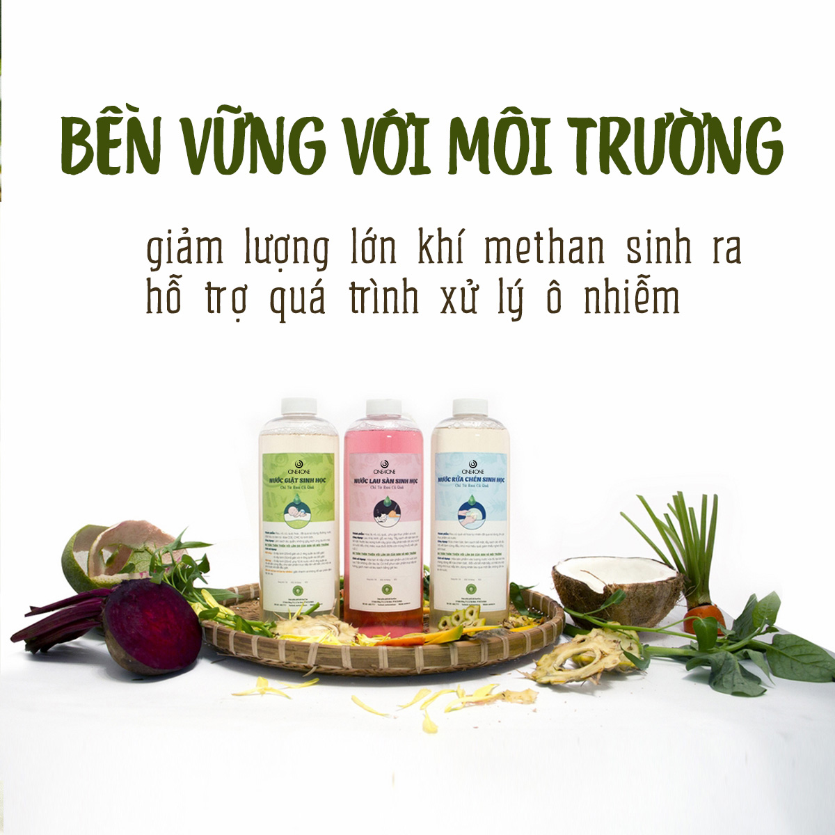 Nước Giặt Sinh Học One4One 1L (chỉ từ rau củ quả, giữ màu) / Bio Laundry Liquid