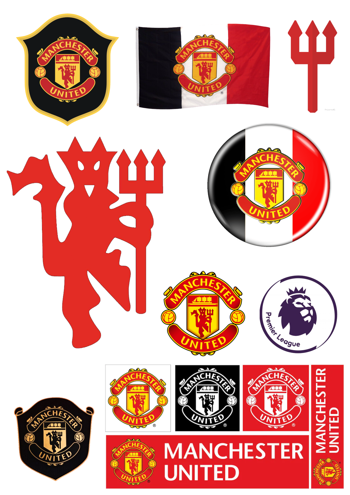 Bộ 10 sticker decal hình dán logo manchester uniter, dán laptop, dán xe