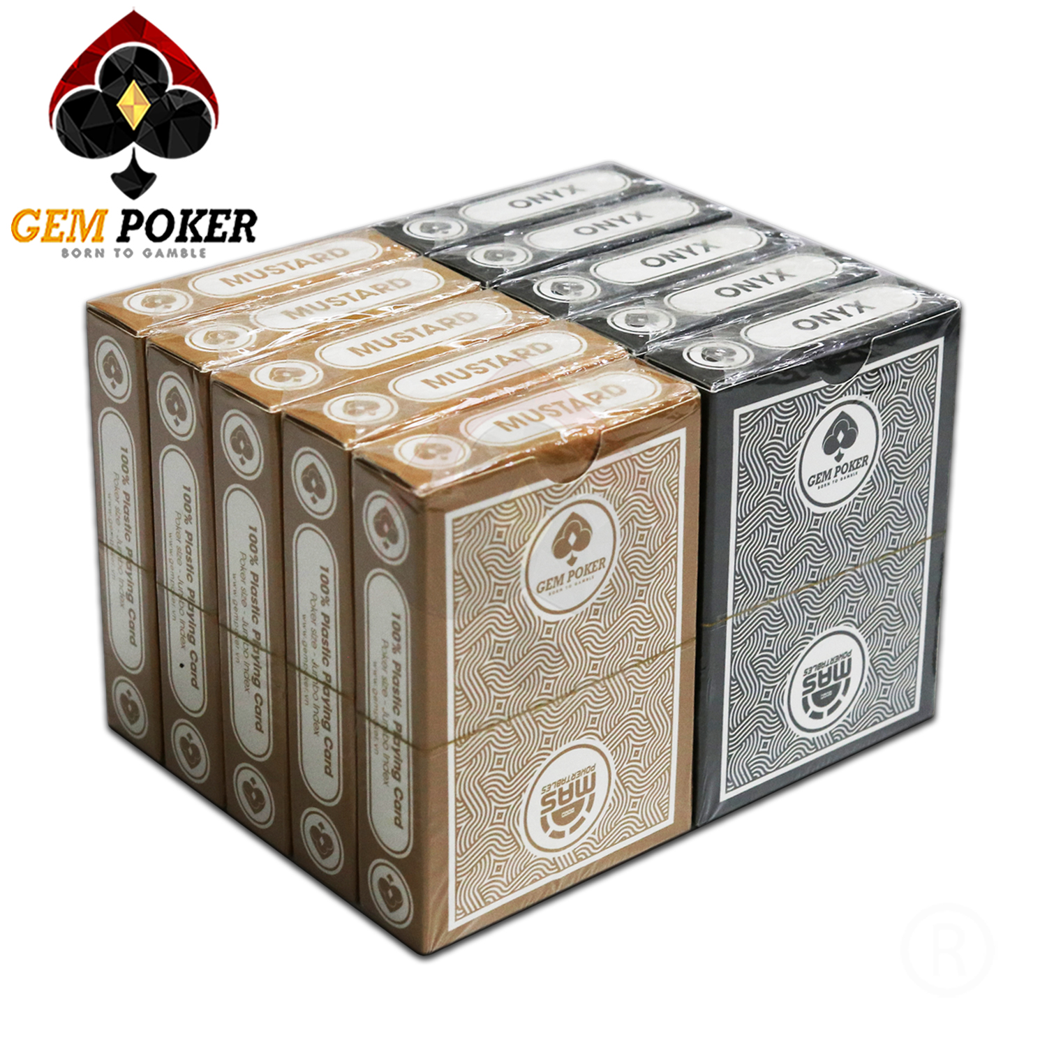 BÀI GEM POKER ONYX & MUSTARD 100% PLASTIC
