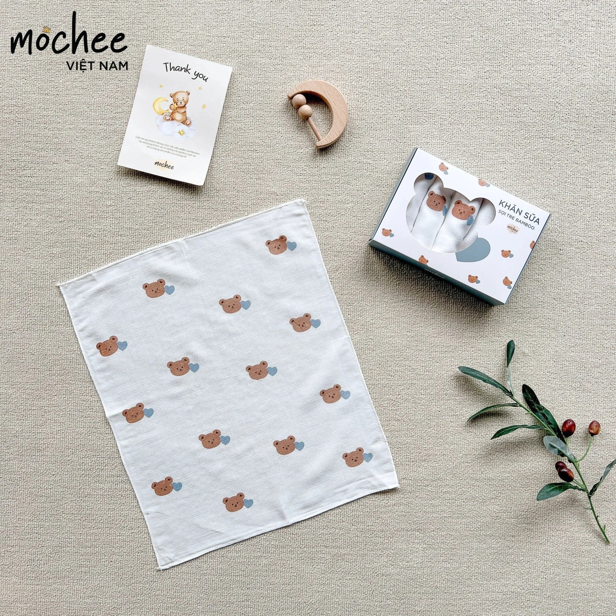 Set 6 khăn sữa vải sợi tre bamboo Mochee 30x37cm
