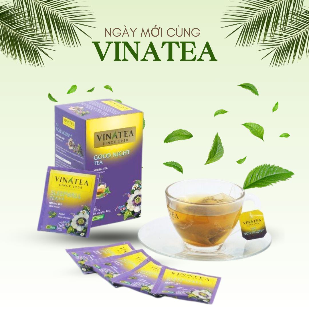 Combo 2 trà ngủ ngon GoodNight 40g, trà túi lọc hộp 20 túi, trà thảo mộc tốt cho sức khoẻ Vinatea