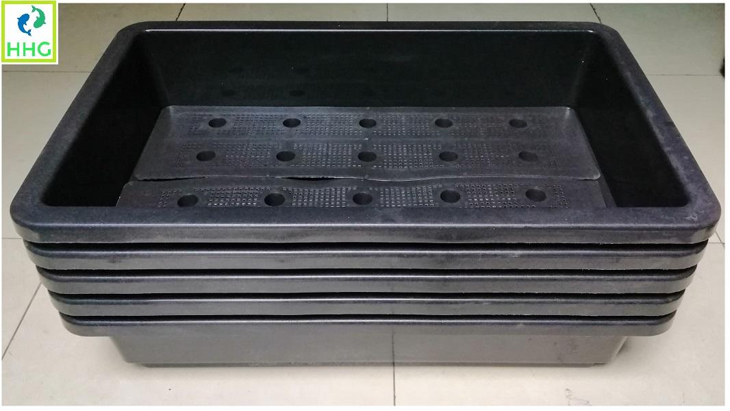 10 KHAY NHỰA TRỒNG RAU KÍCH THƯỚC 68X42X15CM - MÀU ĐEN