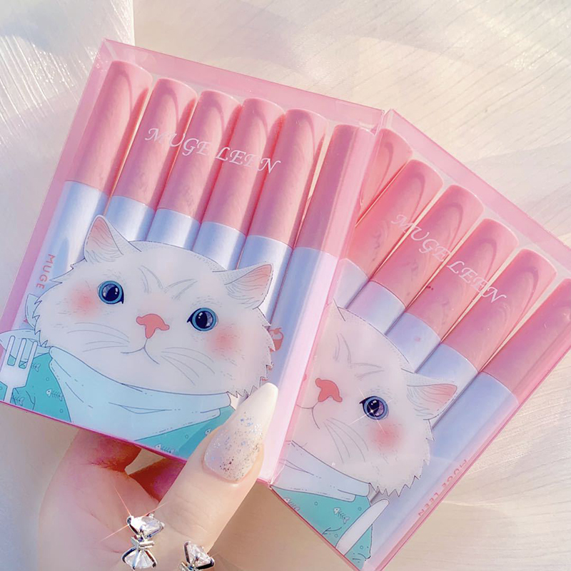 6 Cái/bộ Son Môi Men Mềm Không Thấm Nước Lâu Dài Xu Hướng Hot Son Môi Trong Nước Giá Rẻ Son Môi