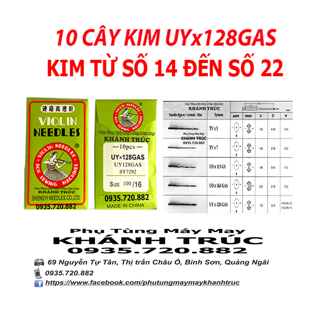 10 cây Kim UYx128GAS TRUNG QUỐC máy may công nghiệp