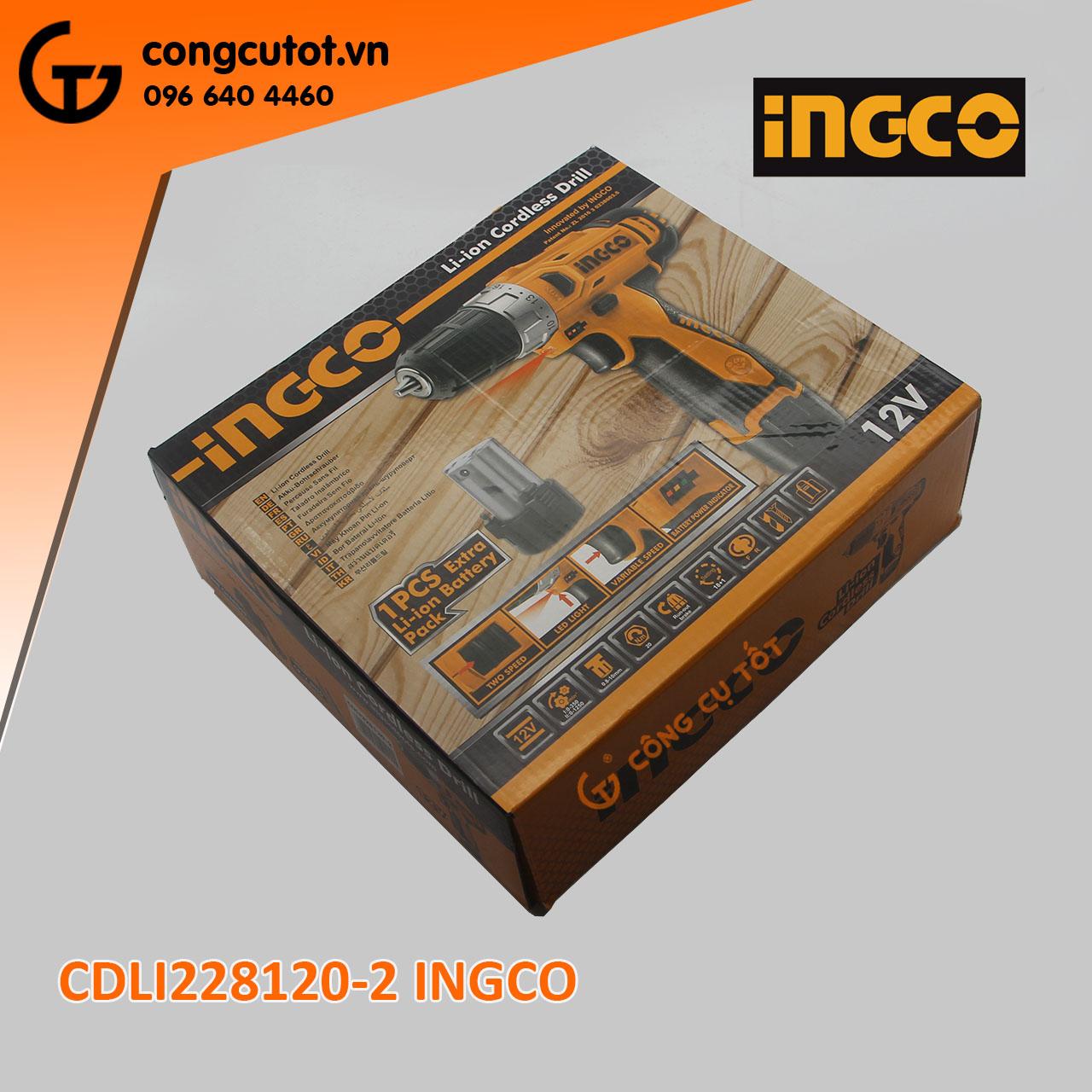 Máy khoan và vặn vít dùng pin Ingco CDLI228120-2