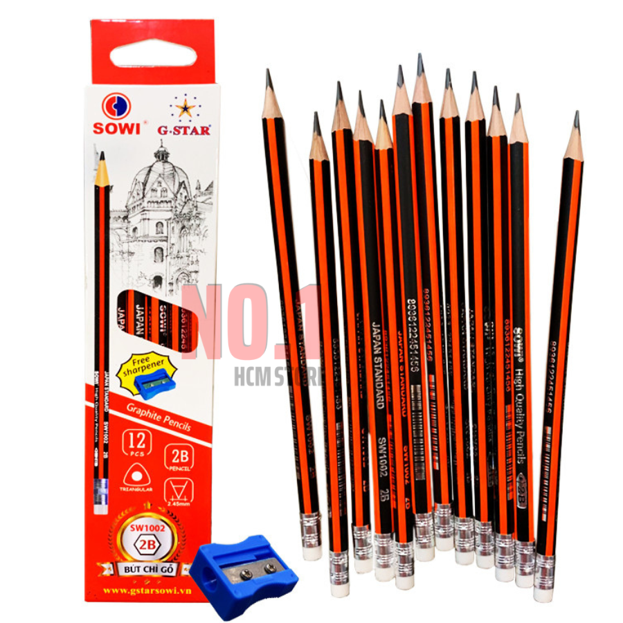 Hộp 12 cây bút chì gỗ 2b gstar sw1002