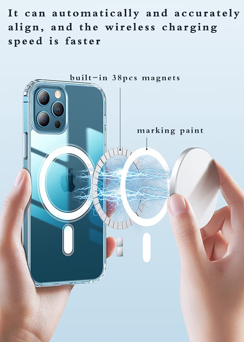 Ốp lưng Magsafe chống sốc Hỗ trợ sạc không dây for iPhone 14 13 12 11 Pro Max XR, Ốp IP từ tính trong suốt Magnetic Case