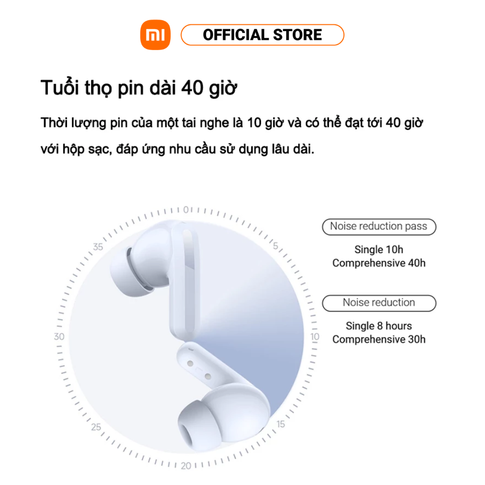 Tai nghe Bluetooth Redmi Buds 5 | Giảm tiếng ồn AI tới 46dB | Thời lượng pin 10h | kết nối thiết bị kép