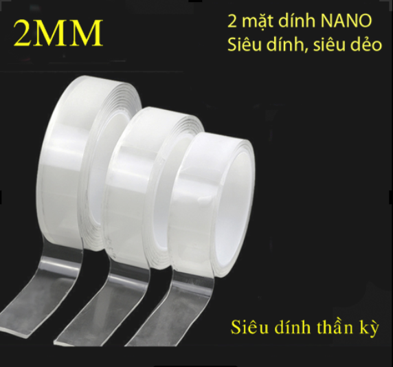 [HCM]Băng keo 2 mặt đa năng ( LOẠI DÀY 2 LY ) Băng Dính 2 Mặt Đa Năng Trong Suốt Dán Trên Mọi Bề Mặt
