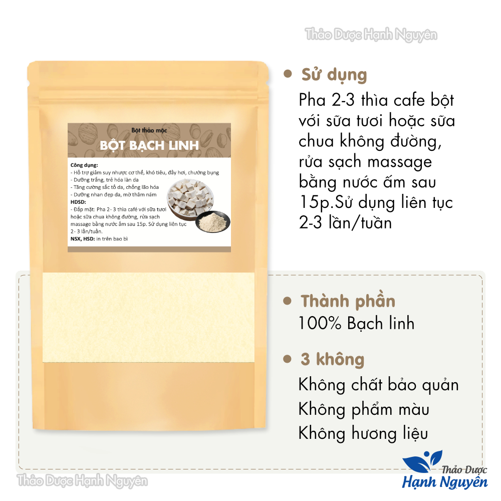 White Linh Powder 100g, Pure White Linh, Facial Mask, Helps Whiten Skin, Reduce Dark Spots, and Prevent Aging