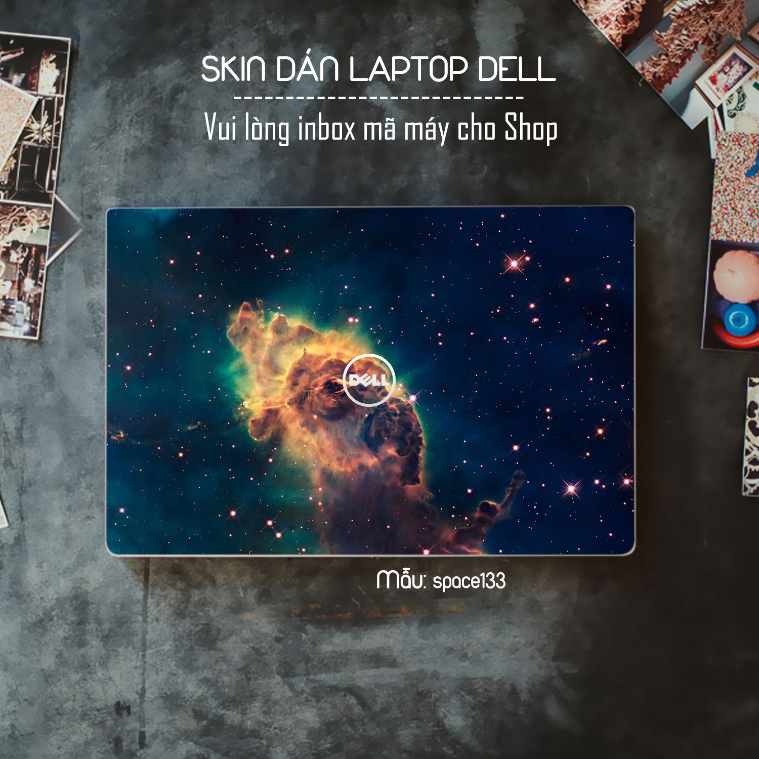 Decal Skin dán Laptop Dell mẫu không gian (inbox mã máy cho shop)