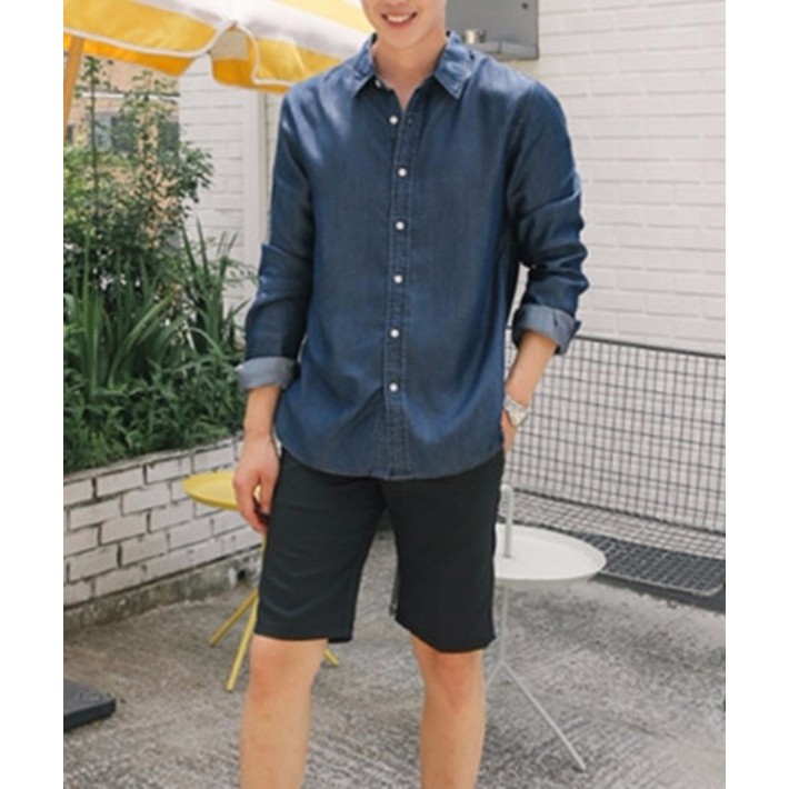 [HCM]Áo Sơ mi nam denim xanh đen