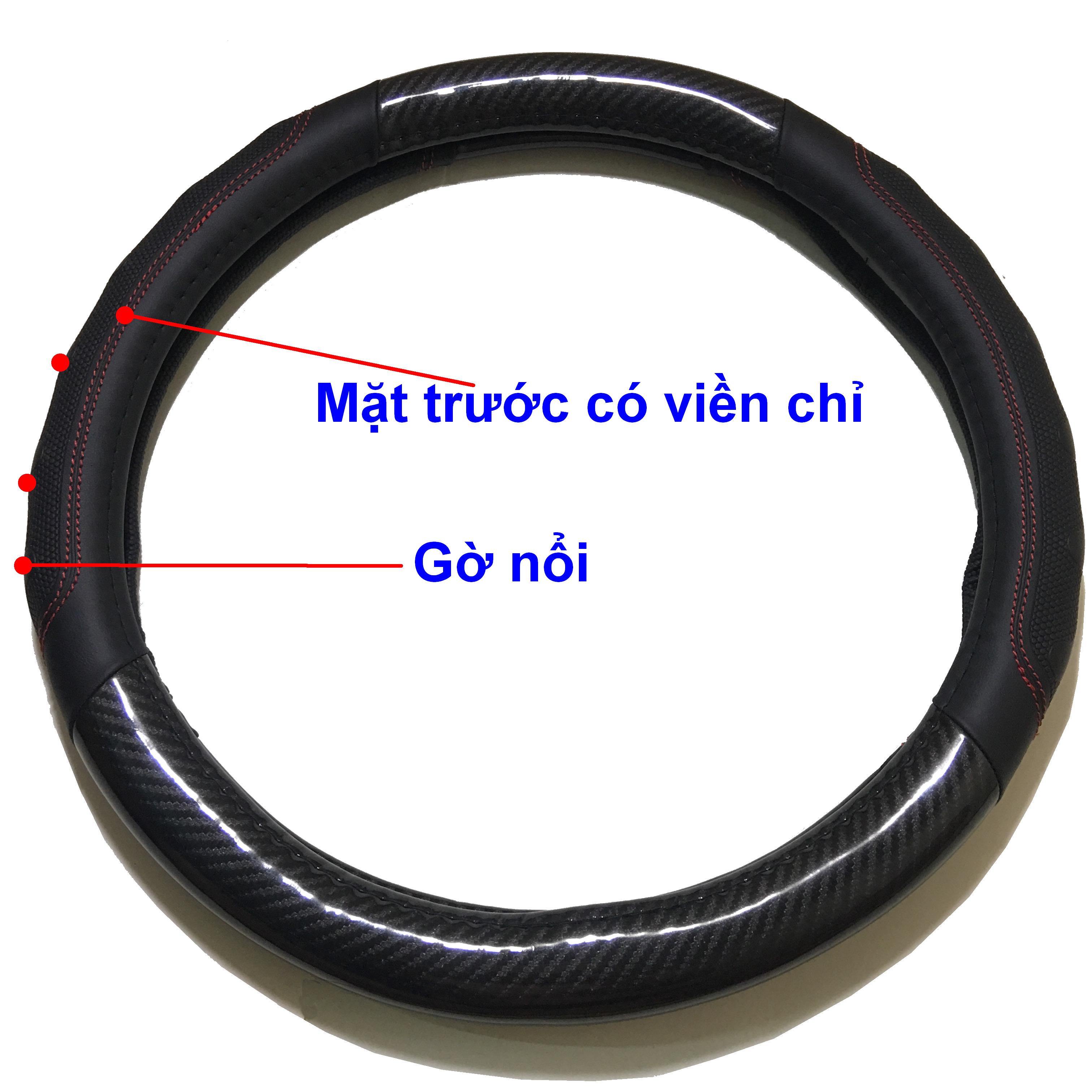 [ Khuyễn Mãi 3 ngày ] Bọc Vô Lăng Da Thật Vân Cacbon Đen Sang Trọng