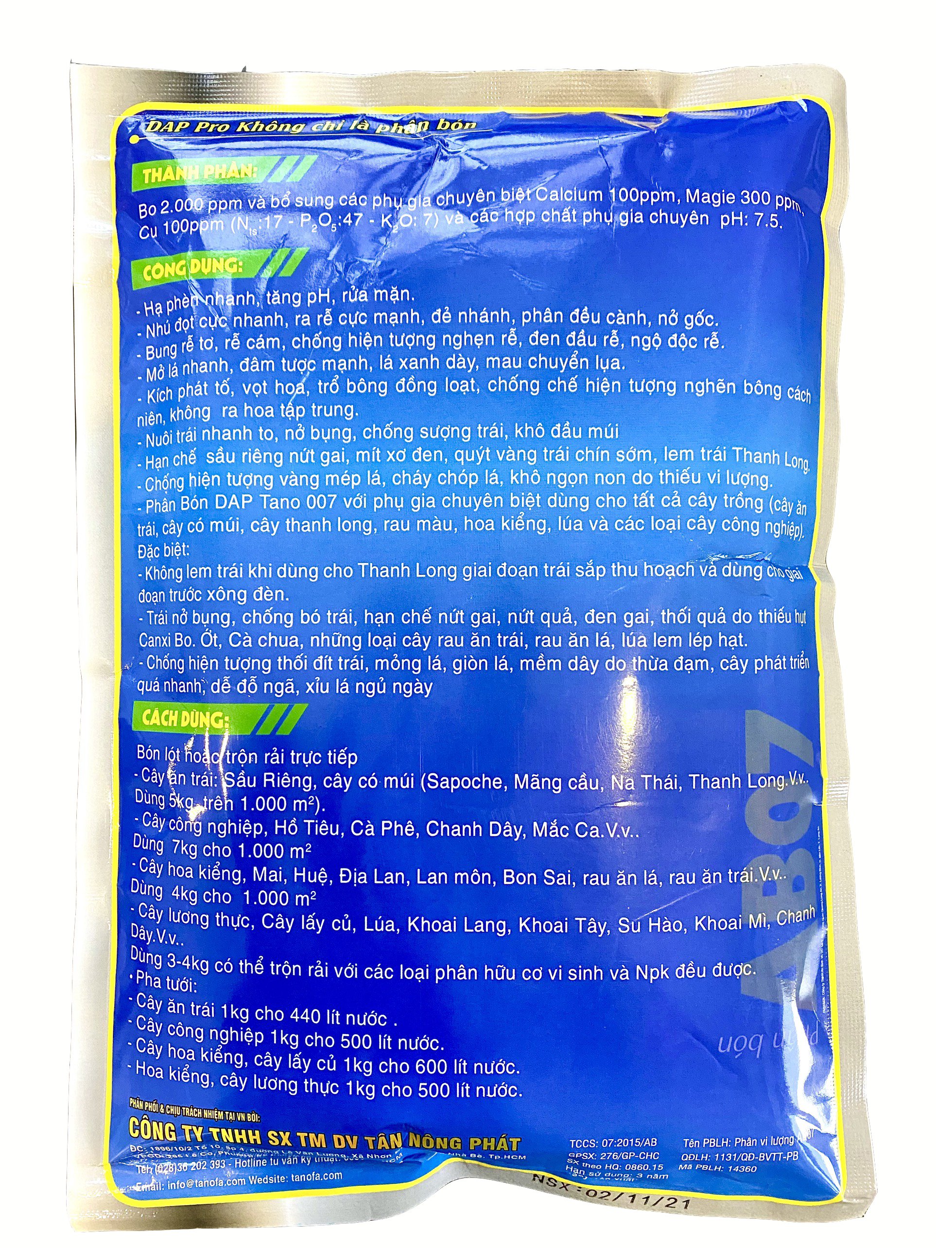 Phân bón DAP Hữu Cơ Khoáng gói 1kg
