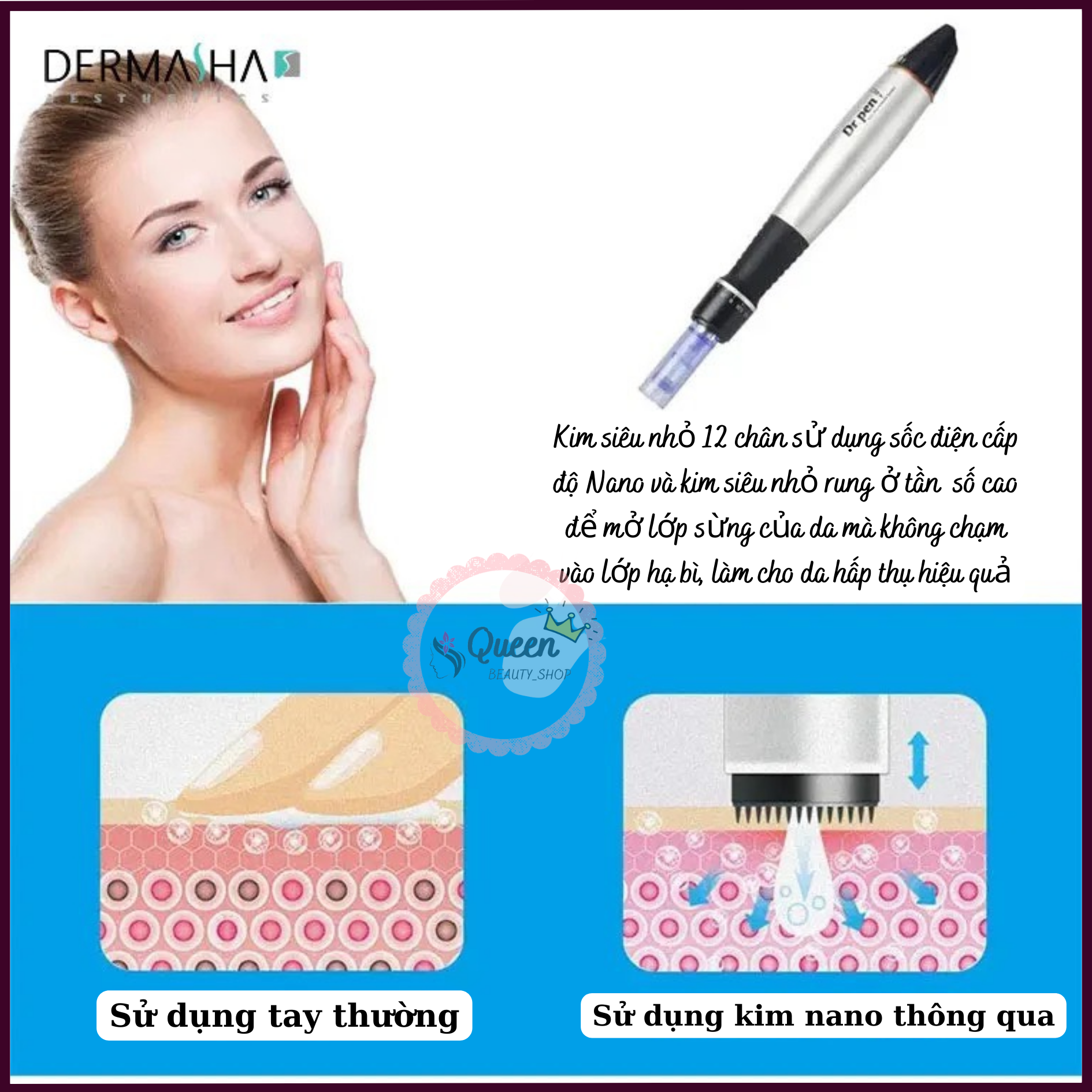 Máy phi kim Dr.Pen không tích điện | Bút phi kim cấy tảo, cấy phấn