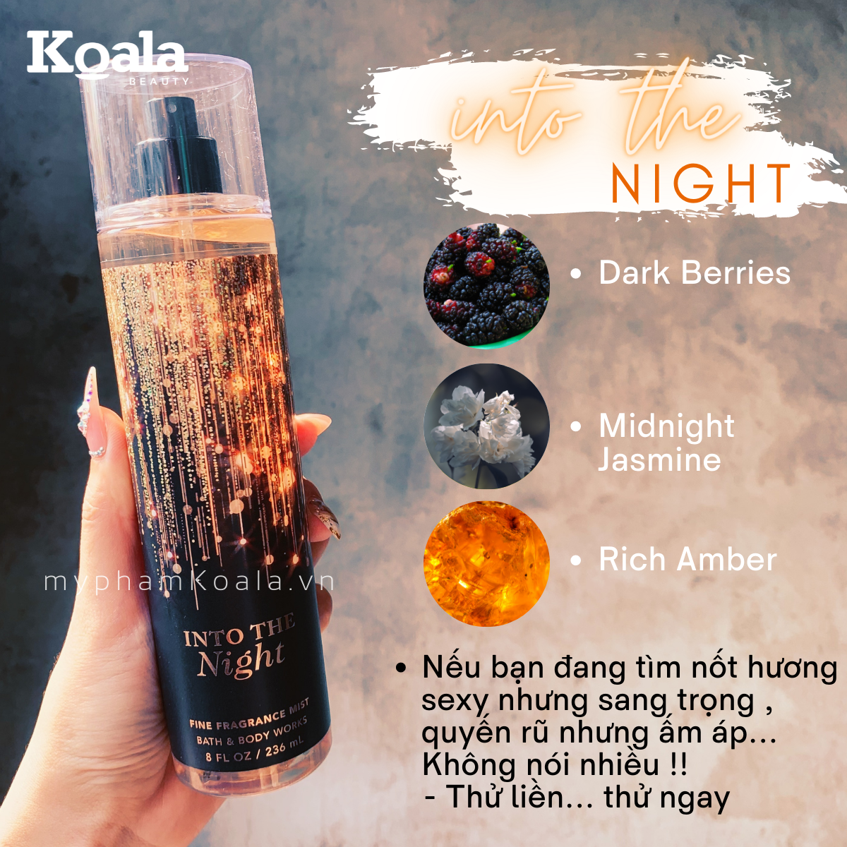 Xịt thơm bath & body works INTO THE NIGHT BODY MIST Chai Cao