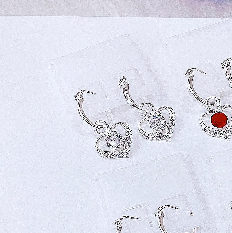 Bông tai trẻ em mặt tim chất liệu bạc s925 MS54a