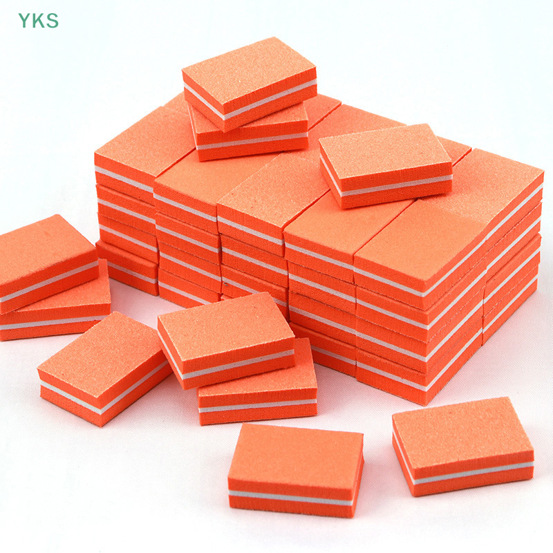 YKS 50pcs Mini Nail Sponge tập tin đệm khối Buffing Sanding 100 180 Grit hai mặt móng chân công cụ cho gel đánh bóng làm móng tay cung cấp