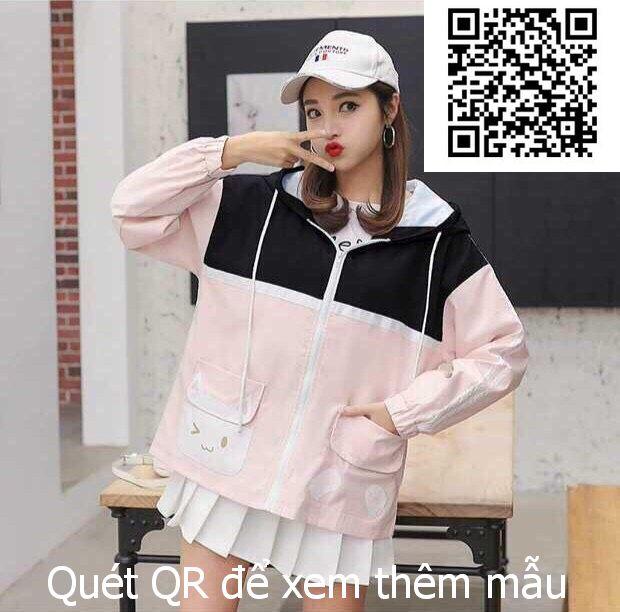 Áo khoác dù tai mèo dễ thương