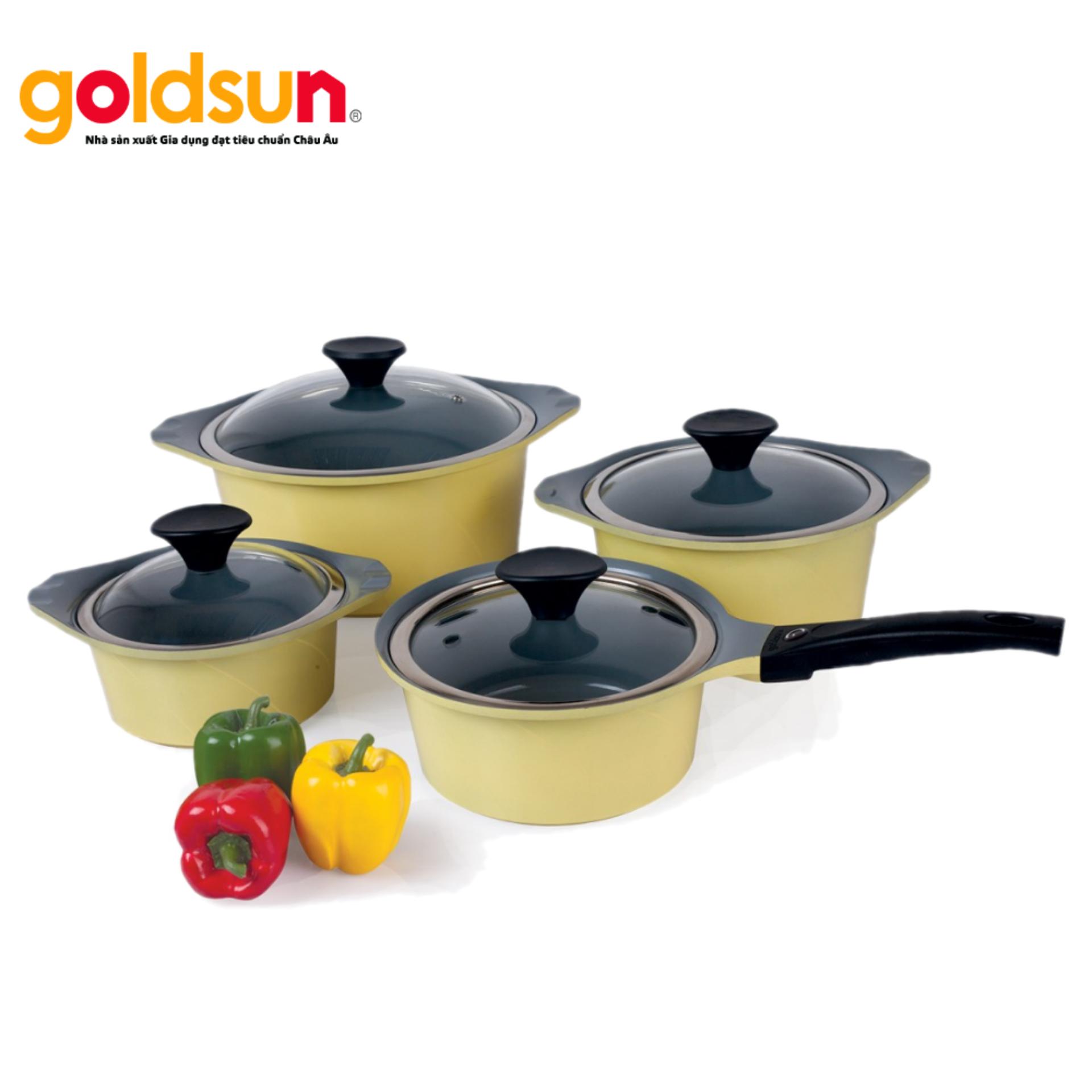 Bộ nồi Goldsun 3 nồi 1 chảo công nghệ HÀN QUỐC KOREA STAR AD06-3