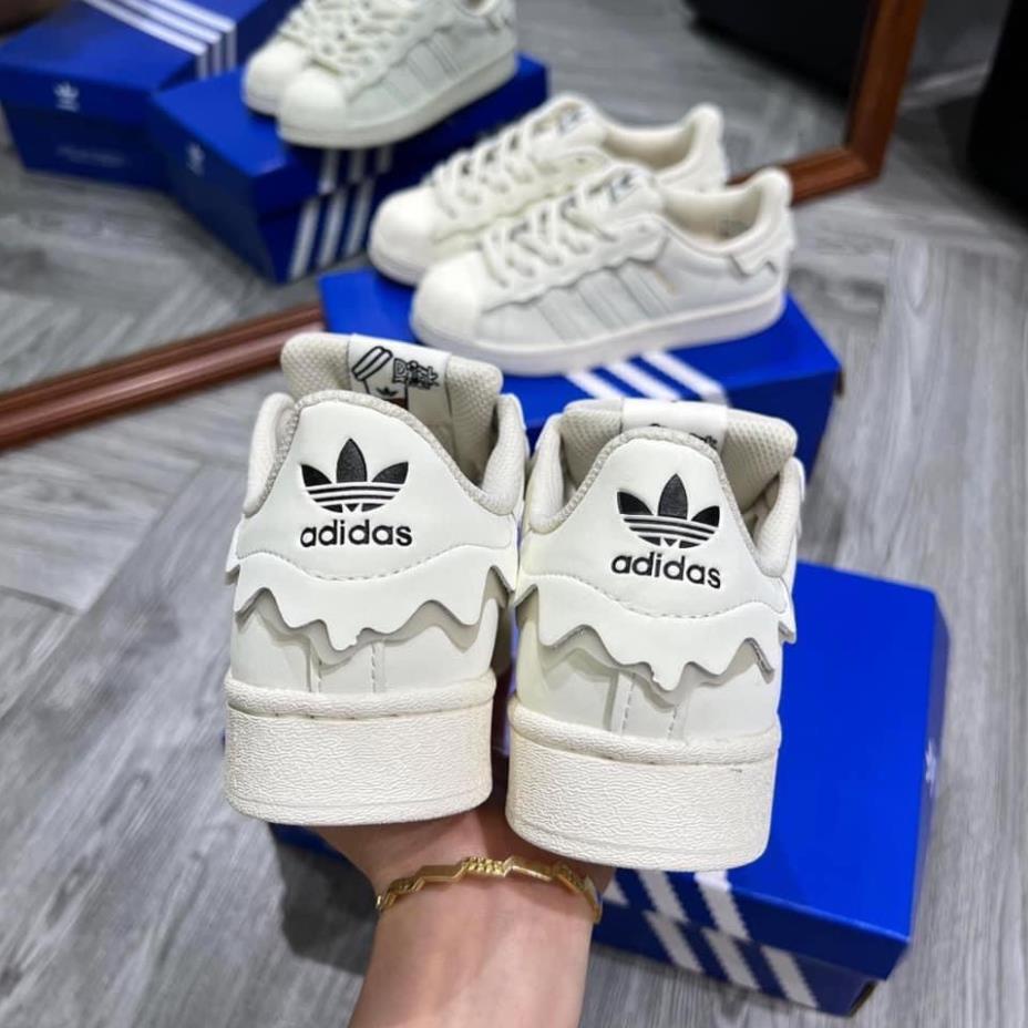 Giày Das sò nam nữ màu kem siêu đẹp cao cấp - Giày thể thao nữ Superstar mũi sò màu kem hàng 11 Full Box