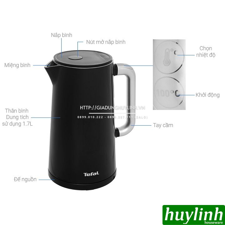 Ấm - Bình đun siêu tốc Tefal Smart & Light KO850810 - 1.7 lít